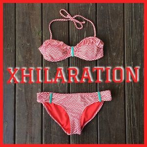 XHILARATION Striped Bikini Set